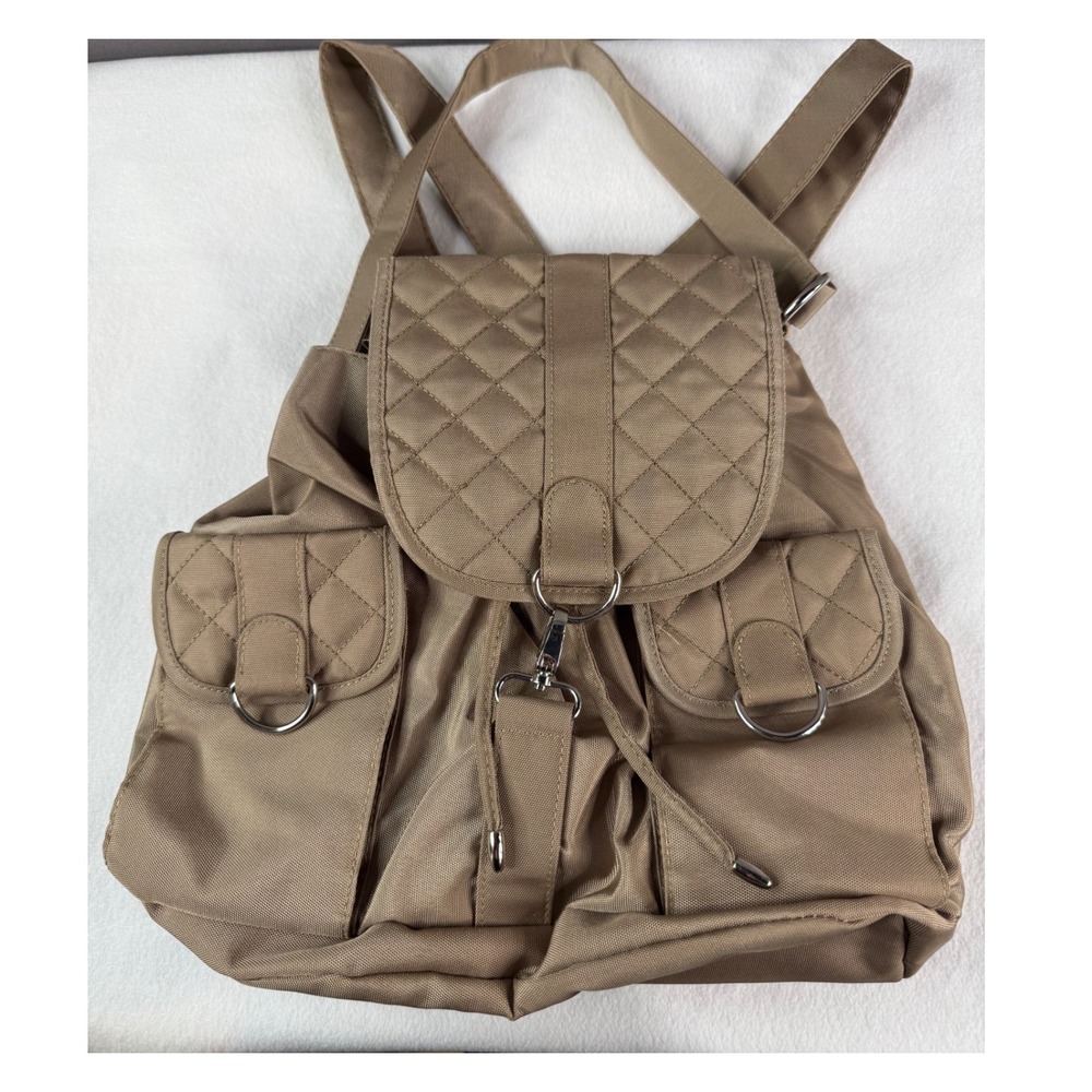 Travelon Anti-Theft Daypack Backpack Womens M Tan Quilted RFID Travel Bag NEW